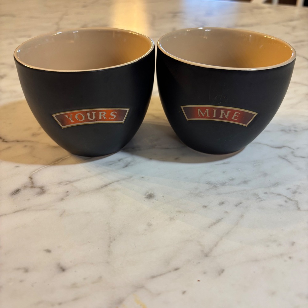 Baileys Irish Cream Yours and Mine Matte Black Ceramic Cup Set of 2 Tumblers